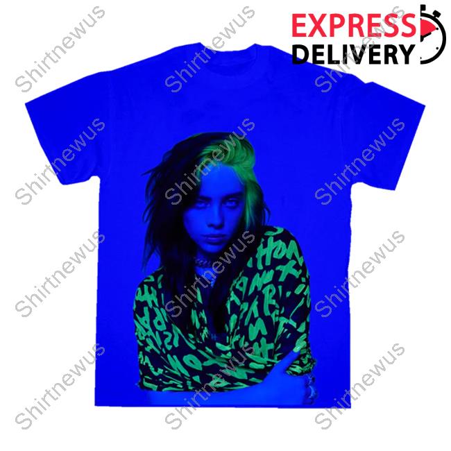 Official Billie Eilish Clothing Shop Store Blue Photo Shirt 2023 Billieeilish Merch