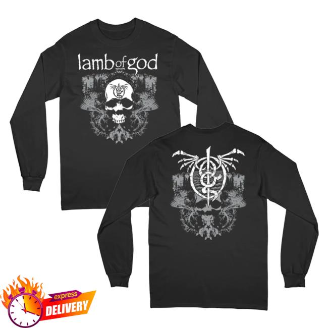 Official Lamb Of God Merch Store Lamb Of God Xerox Skull Long Sleeve T-Shirt