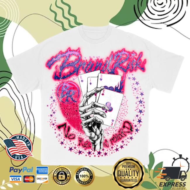 Official Brand Risk Merch Shop Skeleton Poker Hand White Shirt