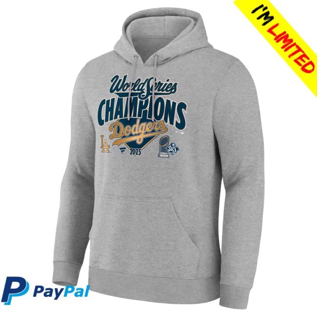Official Men's Los Angeles Dodgers Fanatics Steel 2025 World Series Champions Locker Room Popover Hoodie Mlb Shop