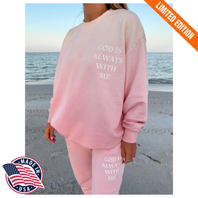 Official Elevated Faith Clothing God Is Always With Me Pink Unisex Popover Sweatshirt