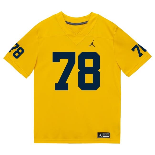 Michigan Wolverines #78 Lawrence Hattar Student Athlete Maize Football Jersey Tshirt The M Den Shop Official