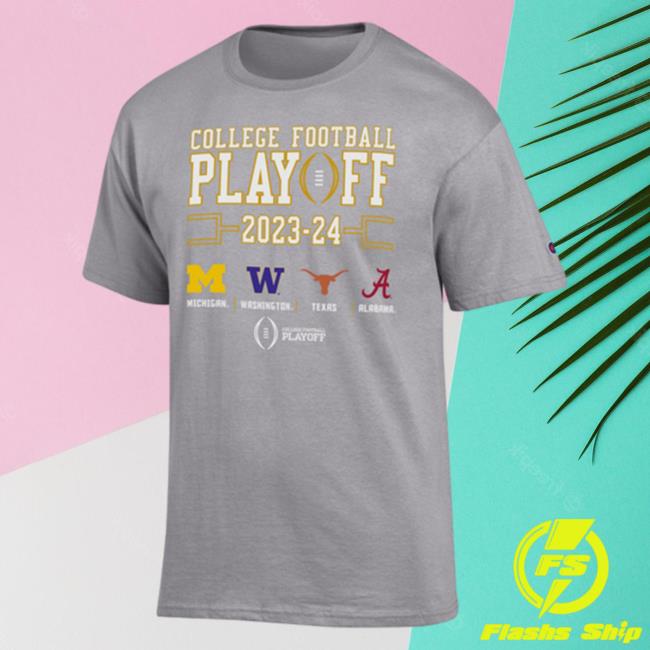 Official Mden Merch Store The M Den Michigan Rose Bowl Champion University Of Michigan Football 2024 College Football Playoff Gray Four Team Bracket Popover Shirt Mden Apparel