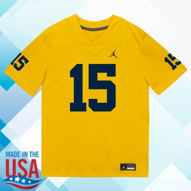The M Den Michigan Wolverines #15 Chase Herbstriet Student Athlete Maize Football Jersey Hot Shirt