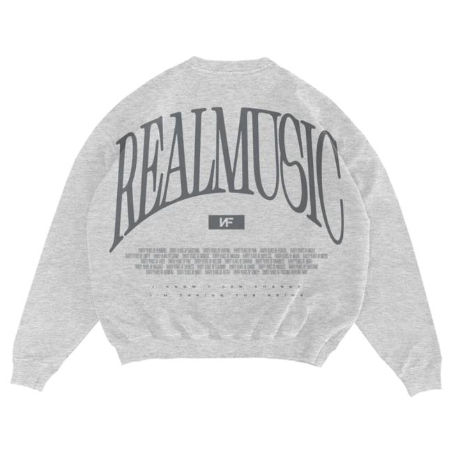 Official Nathan John Feuerstein Nf Merch Store Heather Grey Realmusic Popover Hoodie Nf Real Music Shop