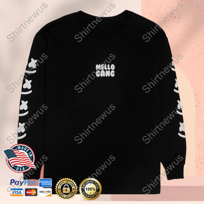 Official Marshmello Music Clothing Store Shop Mellogang Faces L/S Crewneck Black Marshmellomusic Merch