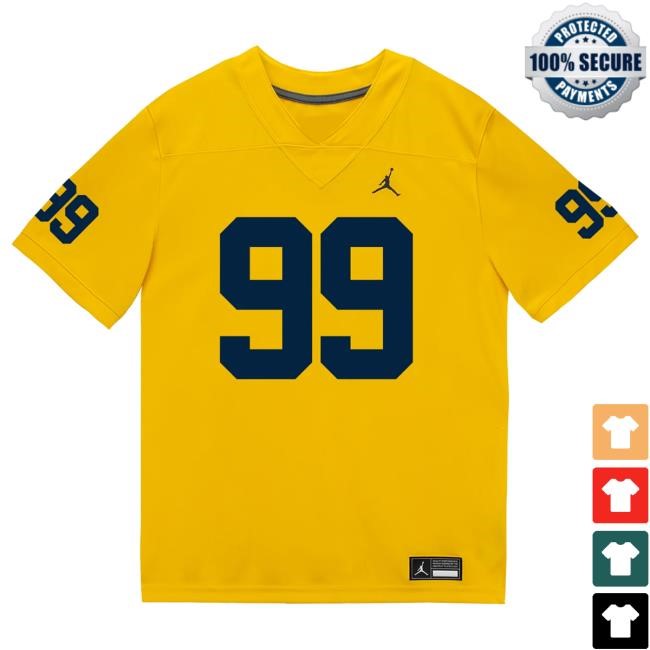 The M Den Michigan Wolverines #99 Bobby Kanka Student Athlete Maize Football Jersey Tees