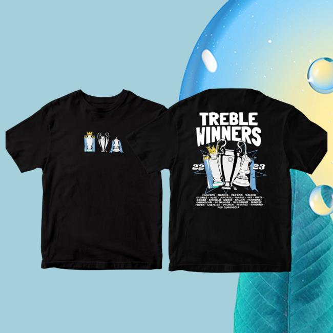 Official Man City Store Merch Shop Manchester City Treble Winners Squad List Shirt