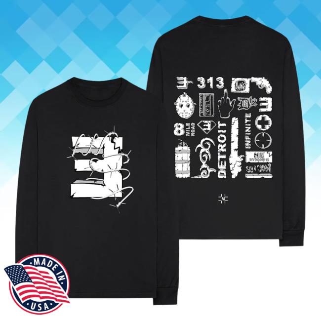 Official Eminem Merch Store Slim Shady Eminem Millinsky X Eminem Concrete Composition Long Sleeve Tees (Black) Eminem Apparel Clothing Shop SlimShady