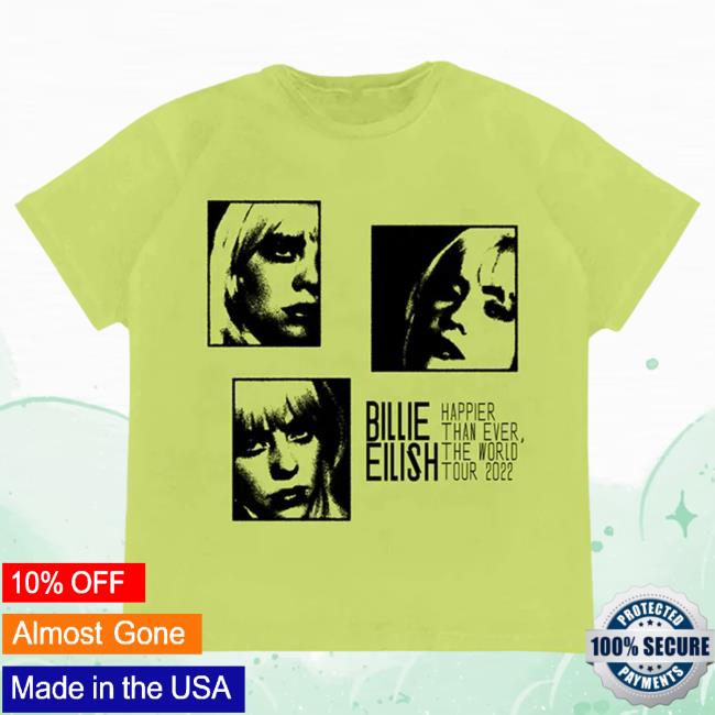 Official Interscope Records Billie Eilish Merch Store Montage Lime Shirt Billie Eilish Apparel Clothing Shop