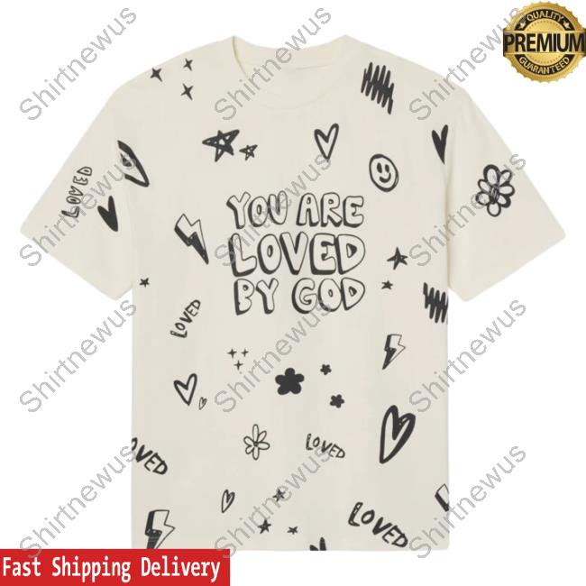 Official Elevated Faith Clothing Loved By God All Over Print Cream Unisex Tshirt Elevatedfaith