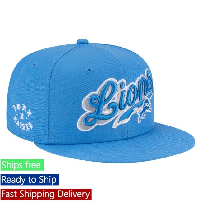 Men's Detroit Lions New Era Born x Raised Blue 59FIFTY Fitted Hat NFL Shop Store