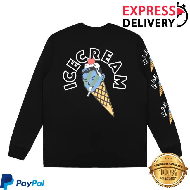 Official Metro Fusion Icecream Cone Man Long Sleeve T Shirt Black Metrofusion