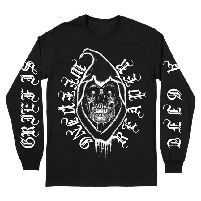 Official Death Wish Store Deathwish Inc Weeping Reaper Grief Is A Gift Black Long Sleeve Tee Deathwishinc