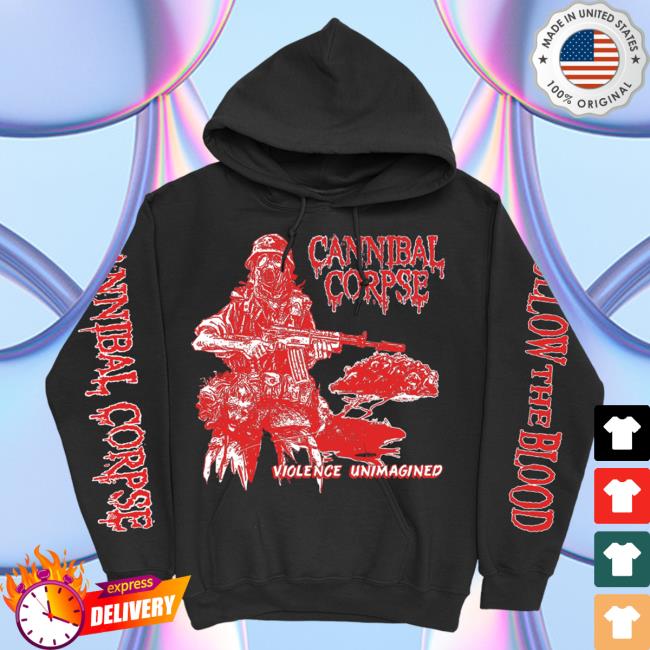 Official Kings Road Merch Store Cannibal Corpse Follow The Blood Hooded Sweatshirt (Black) Kings Road Shop CannibalCorpse