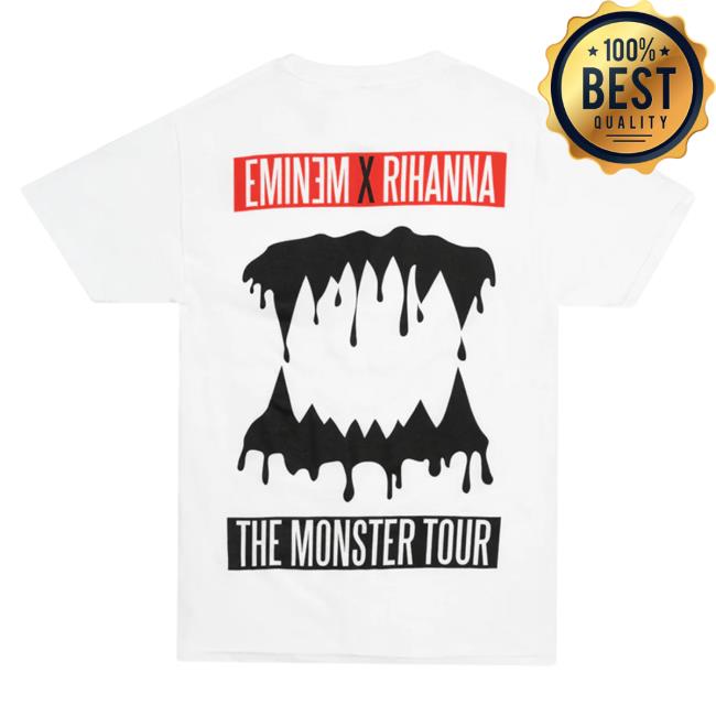 Eminem Slim Shady Clothing Shop Store Eminem X Rihanna The Monster Tour Teeth Grin Shirts White SlimShady Merch