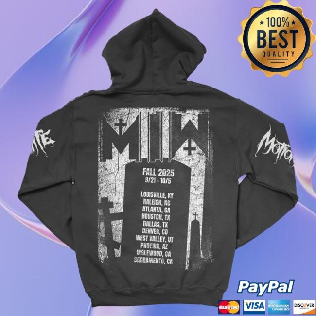 Official Motionless In White Merch Store Vulture Fall Tour 2025 Hooded Sweatshirt (Black)