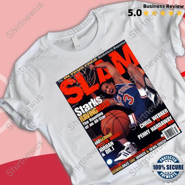 Jalen Brunson Wearing Slam Cover John Starks Raving Mad The Haunting Of An All Star T Shirt