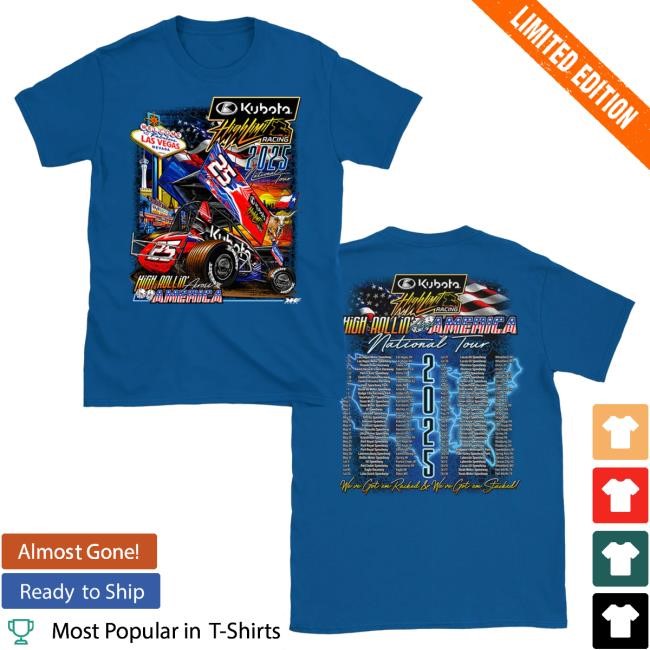 Official High Limit Racing 2025 High Rollin' Across America ~ National Tour ~ LS T Shirt ~ Dark Heather