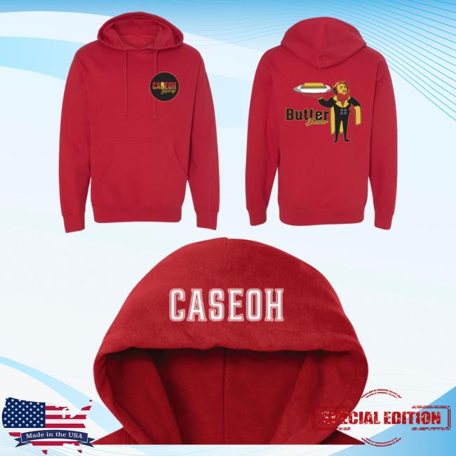 Official Caseoh Game Merch Caseoh Games Butter Butler Hoodies# Red Caseohgames