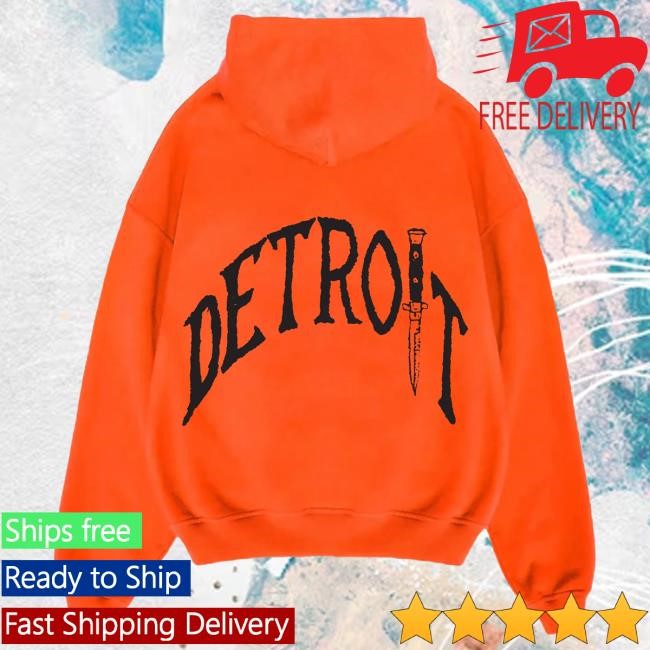 Official Sana Detroit Apparel Sana X Halloween Detroit Blade Hoodie - Orange SanaDetroit