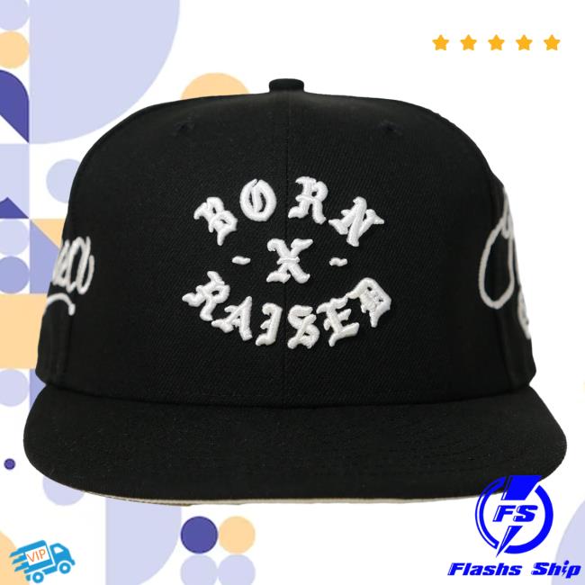 Official Born X Raised Store Shop Born X Raised + Fuerza Regida Rocker Fitted Twill Snapback Black / Cream BornxRaised