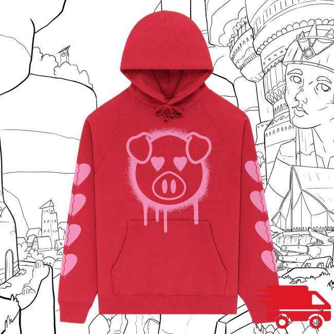 Shane Dawson Spray Paint Pig Red Sweatshirt