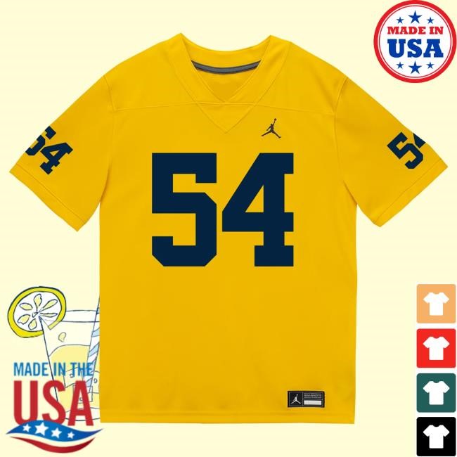 The M Den Michigan Wolverines #54 Andrew Sprague Student Athlete Maize Football Jersey New Shirt