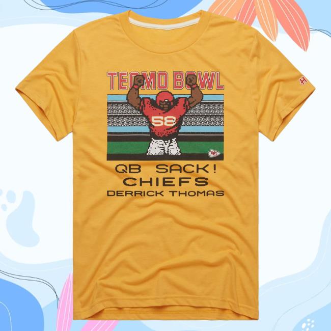 Official Homage Merch Store Tecmo Bowl Chiefs Derrick Thomas Pull Over Hoodie Gold Homage Apparel Clothing Shop