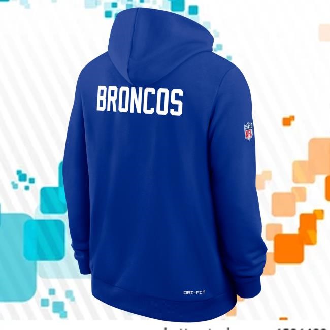 Official Denver Broncos Clothing Men's Nike Royal Denver Broncos Sideline Standard Issue Alt 2 Dri-FIT Popover Hoodie DenverBroncos