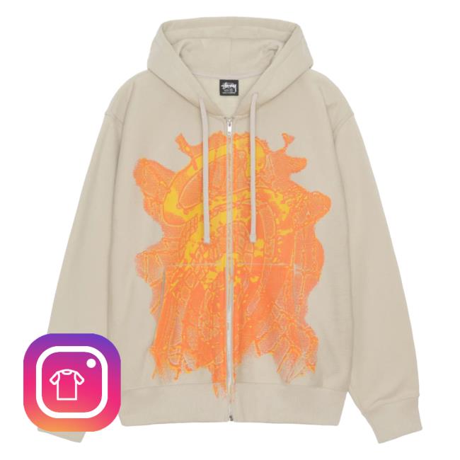 Stussy Clothing Store Shop Merch Web Zip Up Crewneck Sweatshirt Khaki Apparel