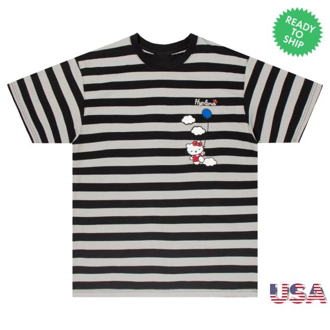 Official Hypland Clothing Merch Store Hypland Hello Kitty Balloons Striped Shirts (Black)