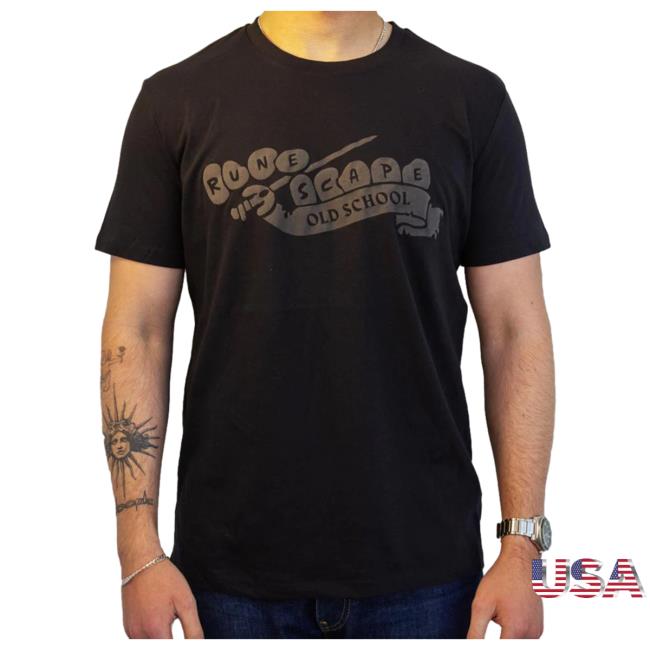 Runescape Merch Black Suede Osrs Logo Shirt