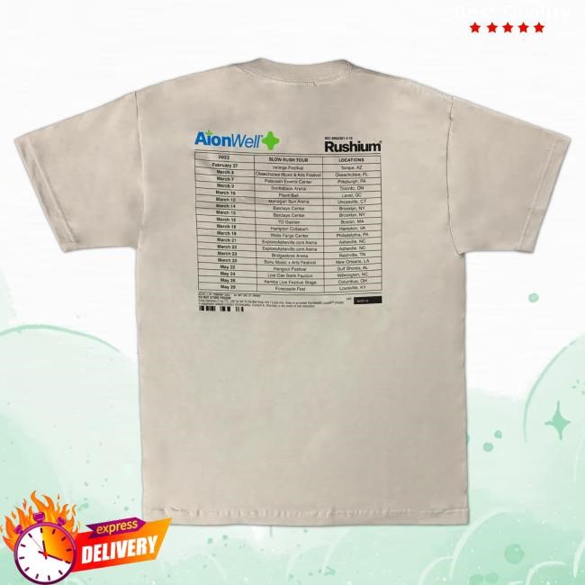 Official Tame Impala Clothing Merch Tame Impala Rushium Logo W/ 22 Tour Dates [Tan] Shirts