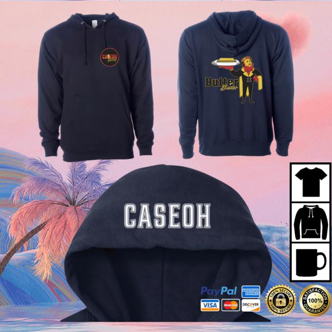 Official Caseoh Game Merch Caseoh Games Butter Butler Hoodie Navy Caseohgames