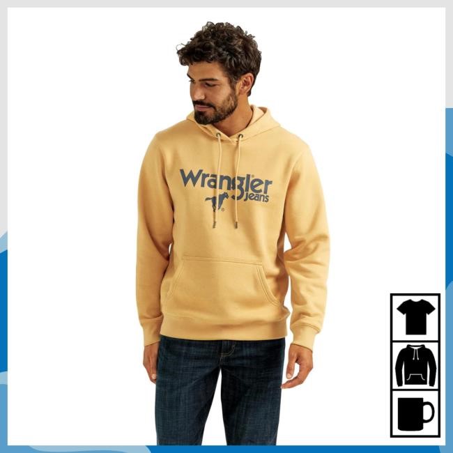 Official Marshalls Country Merch Clothing Wrangler Men's - Hoodies - Regular Fit - Pale Gold