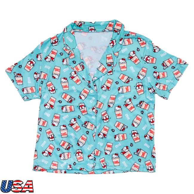 Official Sanrio Apparel Clothing Merch Store Shop Hello Kitty X Cup Noodles 2-Piece Blue T-Shirts