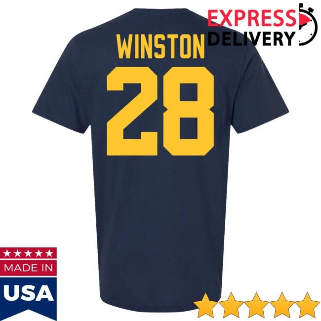 The M Den Michigan Wolverines #28 Kainoa Winston Student Athlete Blue Football Shirt