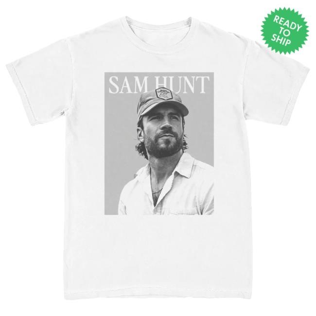 Official Sam Hunt Merch Outskirts 2023 White Photo Popover Shirt SamHunt