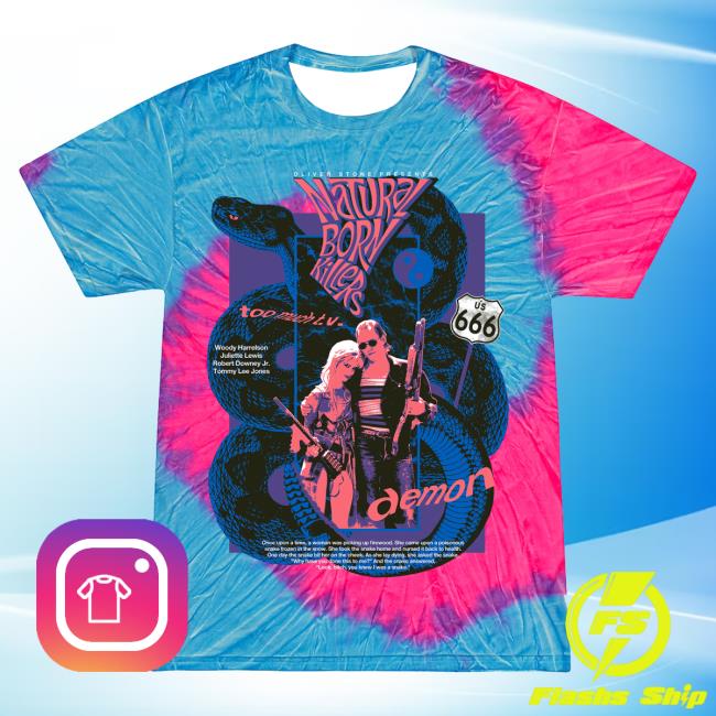 Official Studiohouse Designs Merch Store Natural Born Killers Tiedye Shirt Pink/Blue Studiohouse Designs Apparel Clothing Shop StudiohouseDesigns