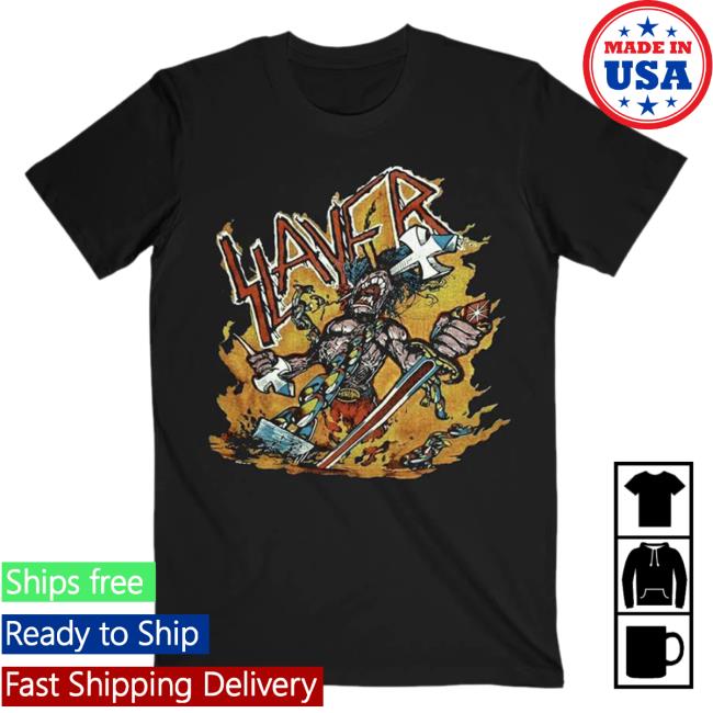 Slayer Clothing Store Shop Merch Cartoon Flames Shirt 2023