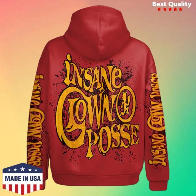Official Icp Merch Store Insane Clown Posse Hatchetman Gold Hoody In Red
