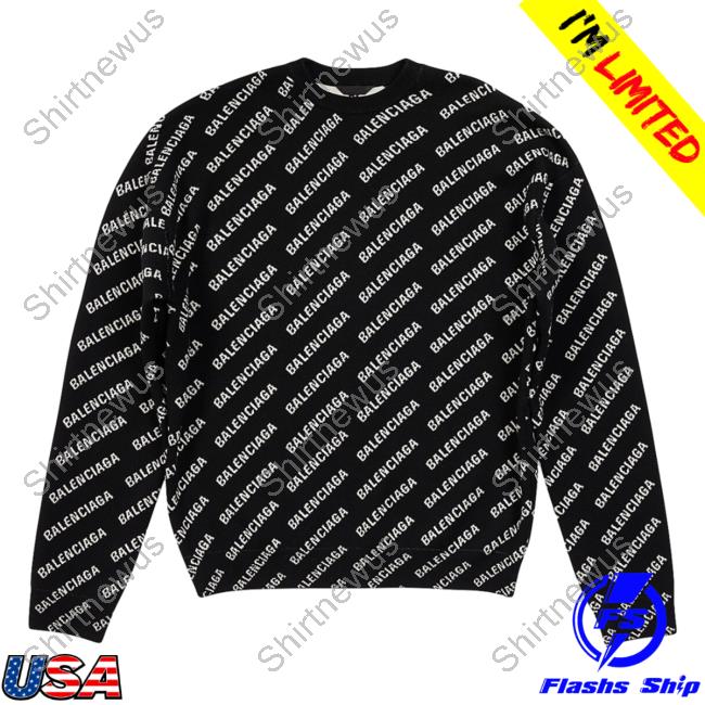 Official Saks Fifth Avenue Clothing Store Shop Balenciaga Mini Allover Logo Black White AOP Sweatshirts 3D All Over Print Saksfifthavenue