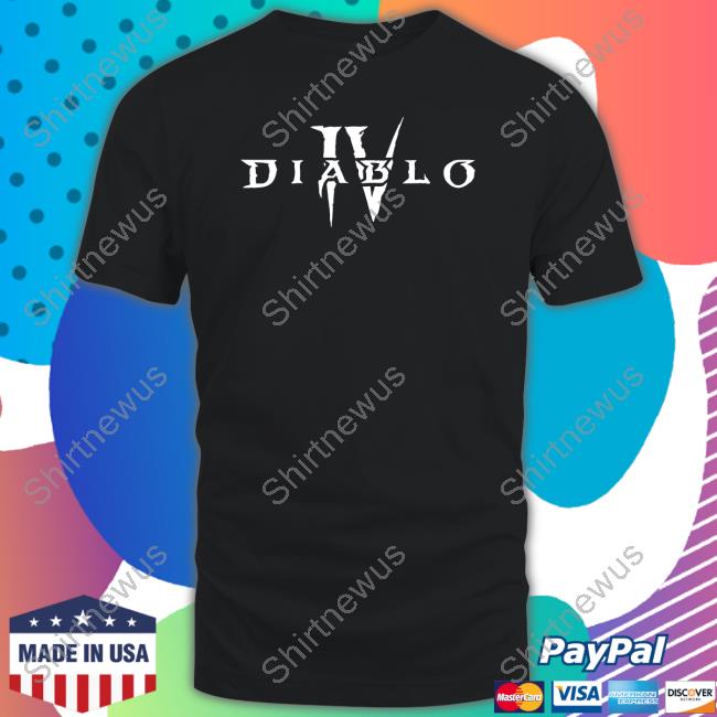 Official Diablo 4 Merch Diablo Iv White Core Logo Black Shirt