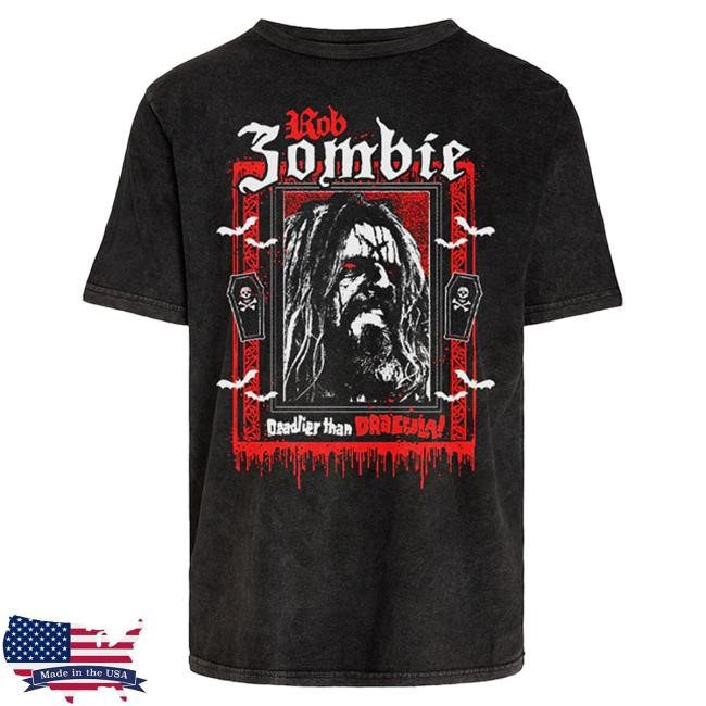 Official Rob Zombie Deadlier Than Dracula Vintage Mineral Washed Tee RobZombie