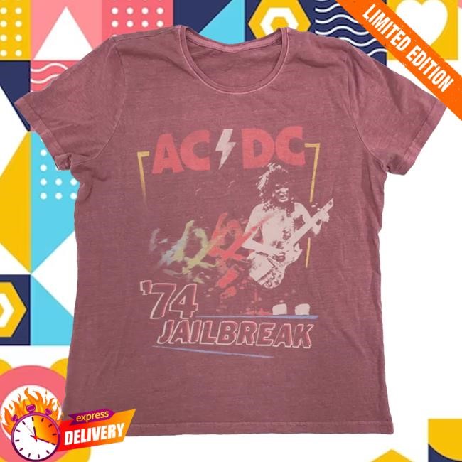 Official Ac Dc Merch Store AC/DC 74 Jailbreak Repeat Vintage Red Top Shirt Ac Dc Shop Acdc Clothing