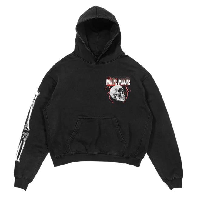 Official Imagine Dragons Merch Store Bones Skull Pull Over Hoodie Imagine Dragons Apparel Clothing Shop ImagineDragons
