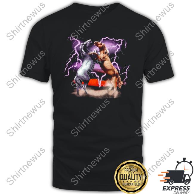 Closeup of Salem’s | 1993 Horses Thunder & Lightning Graphic Vintage Shirt