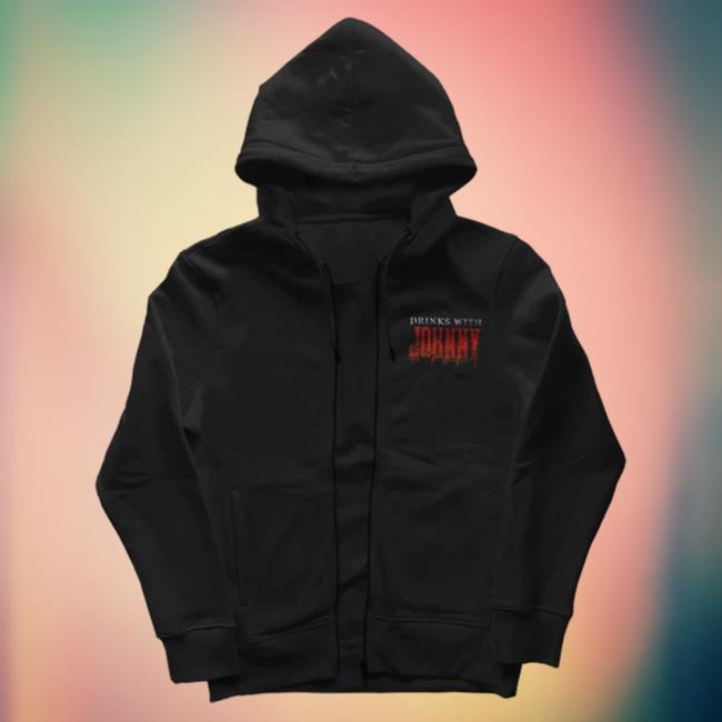 Official Drinks With Johnny Merch Here's Johnny Drinks With Zip Up Sweatshirts