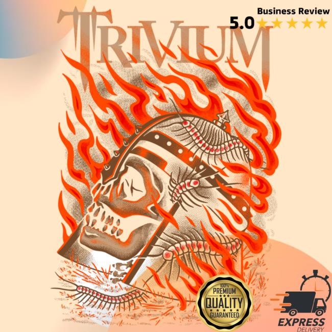 Official Trivium Merch Store Trivium Flaming Skull T Shirt